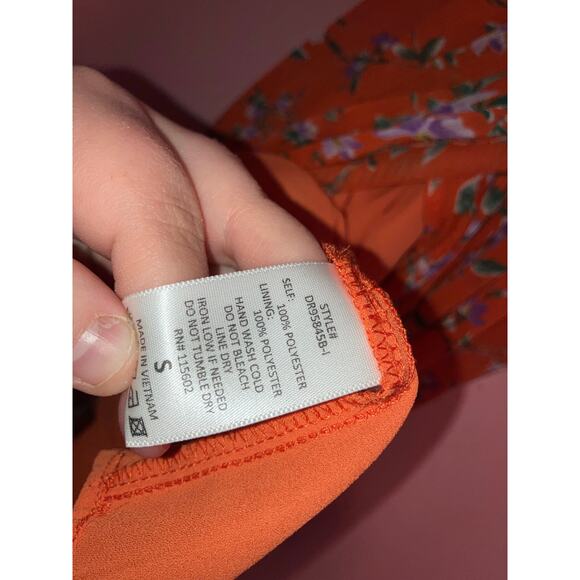 Lush Orange Boho Floral Maxi Summer Dress Size Small - Picture 6 of 6